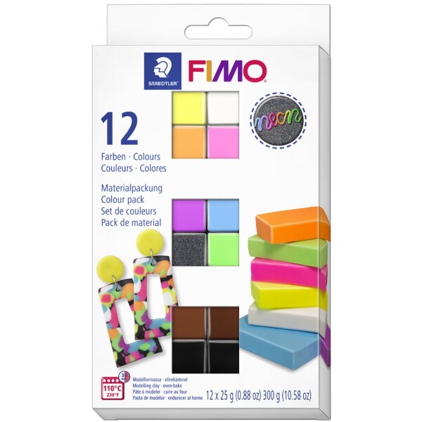 FIMO Set de p&acirc;te &agrave; modeler fluo, set de 12