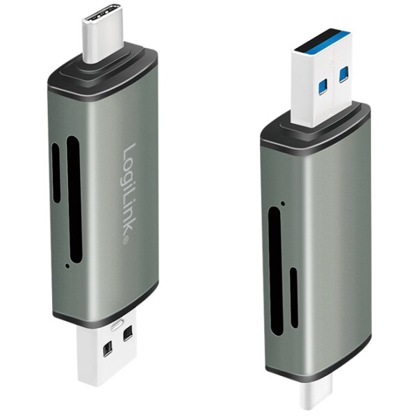 LogiLink USB 3.2 Gen1 Card Reader, SD Micro SD, alu
