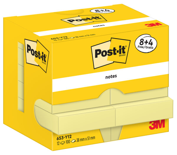 Post-it Notes Haftnotizen, 51 x 38 mm, gelb