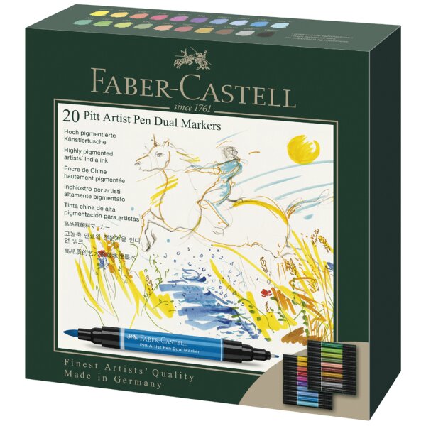 FABER-CASTELL Feutre PITT artist pen Dual Marker, étui de 20