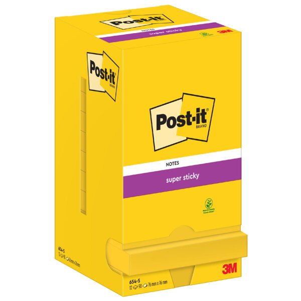 Post-it Bloc-note super sticky notes, 76x76 mm, ultra jaune