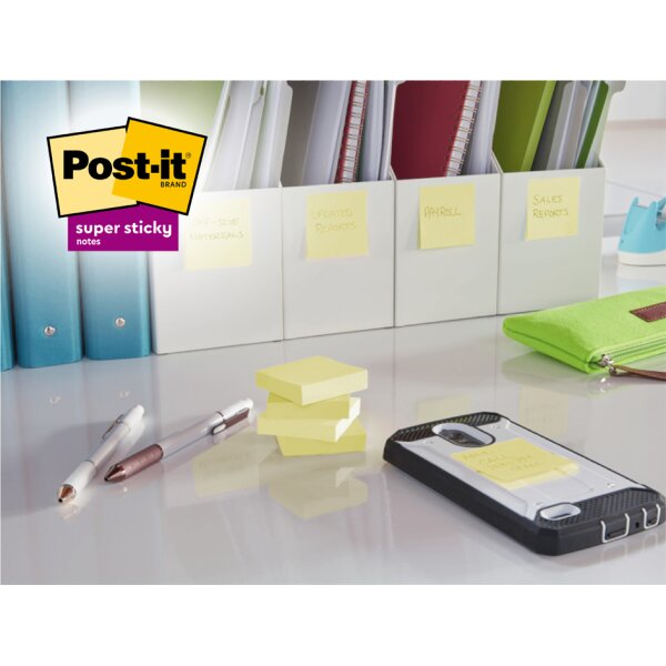 Post-it Haftnotizen super sticky notes, 76 x 76 mm, gelb