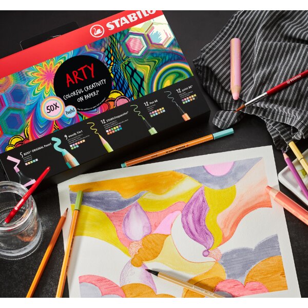STABILO Kit créatif ARTY pastel, boîte de 50