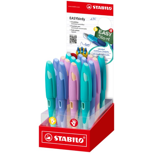 STABILO Stylo plume EASYbirdy pastel, présentoir de 16