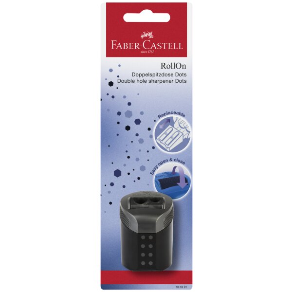 FABER-CASTELL Doppelspitzdose RollOn DOTS, Blisterkarte