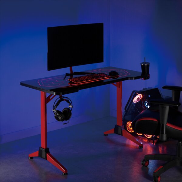 LogiLink Bureau de gaming avec motif alv&eacute;olaire g&eacute;om&eacute;trique