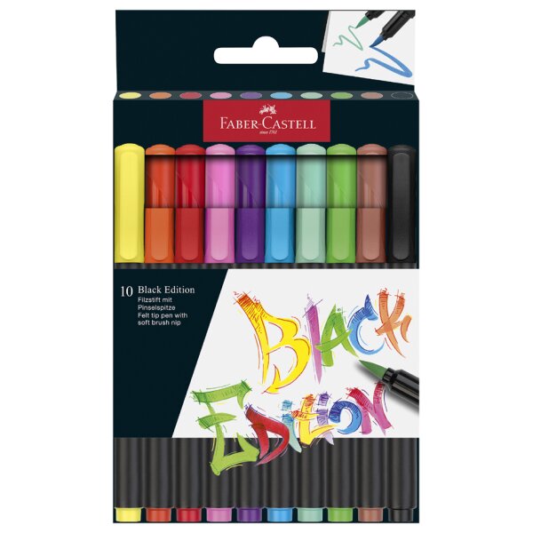 FABER-CASTELL Fasermaler Black Edition, 10er Etui