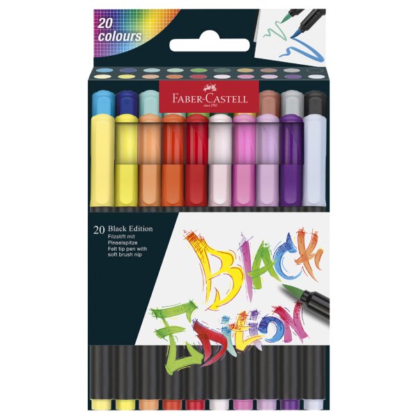 FABER-CASTELL Fasermaler Black Edition, 20er Etui