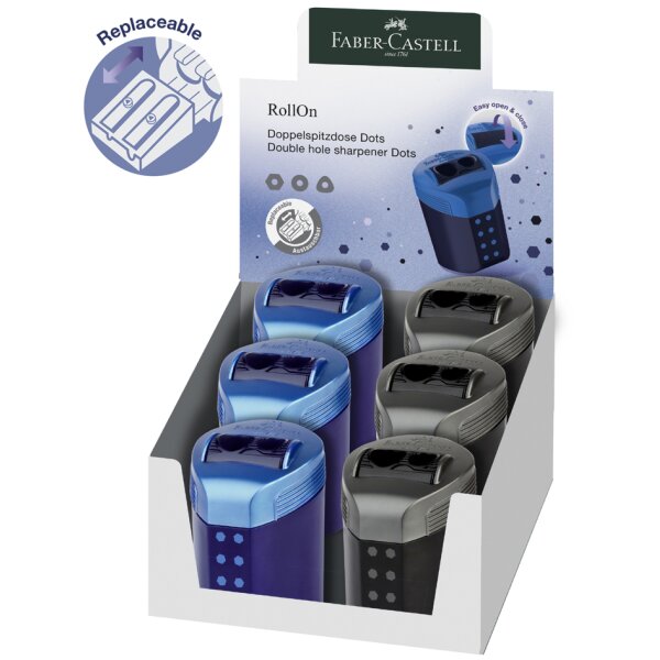 FABER-CASTELL Doppelspitzdose RollOn DOTS, im Display