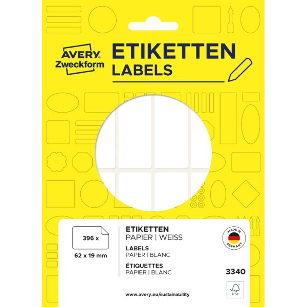 AVERY Zweckform Vielzweck-Etiketten, 37 x 5 mm, weiss, FP