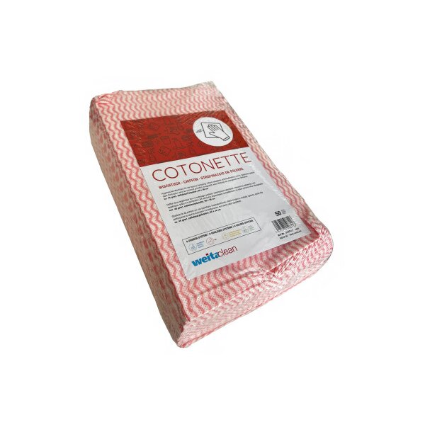 WEITACLEAN Lingettes Cotonette 38x60cm 238511 rouge 50 pièces