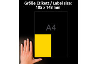 AVERY ZWECKFORM Etiquettes 105x148mm 3459 Universel, jaune 100fl./400pc.