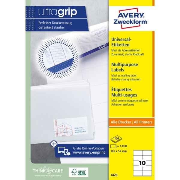 AVERY Zweckform Universal-Etiketten, 210 x 297 mm, weiss