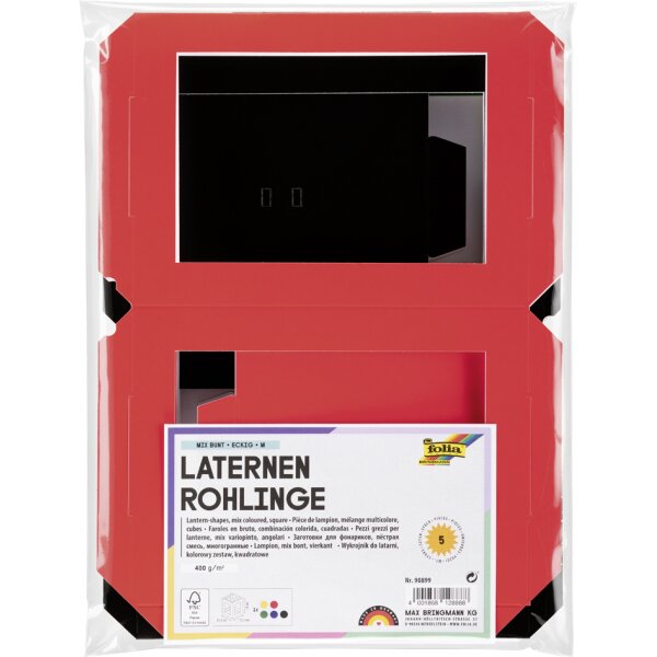 folia Laternen-Zuschnitt, eckig, 135x135x180 mm, sortiert