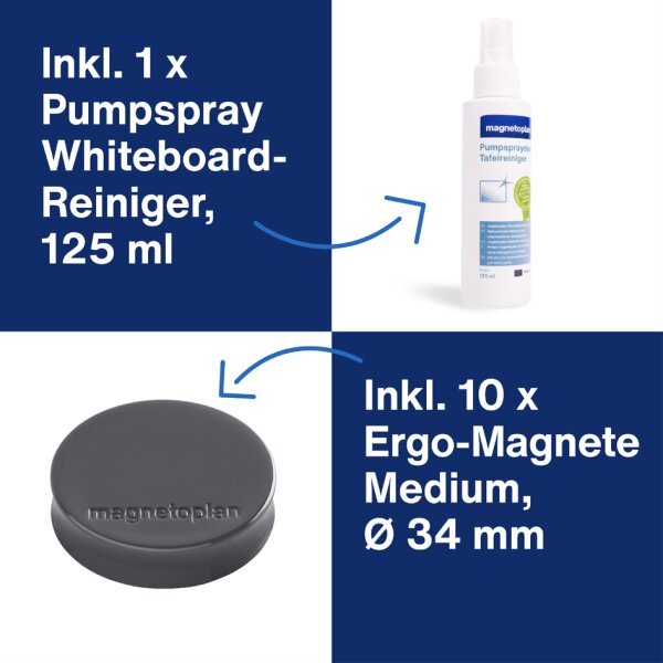 magnetoplan Kit Whiteboard Essentials, gris