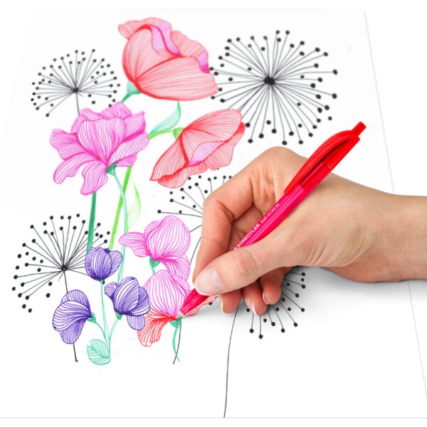 STAEDTLER Stylo &agrave; bille r&eacute;tractable ball 4230 M, &eacute;tui de 8
