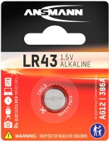 ANSMANN Alkaline Knopfzelle LR43 LR1142 AG12, 1,5 Volt
