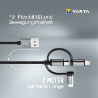 VARTA Ladekabel Speed Charge & Sync cable 3in1, 2 m