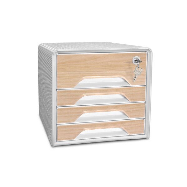 CEP Schubladenbox Smoove Silva 1073111021 4 Schubl.m Schloss weiss/buche