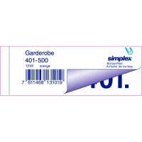 SIMPLEX Garderobenblock 401-500 13101 orange 100 Blatt