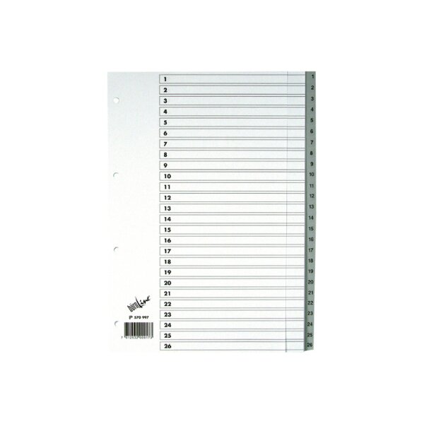 BÜROLINE Register PP A4 570997 grau 1-52