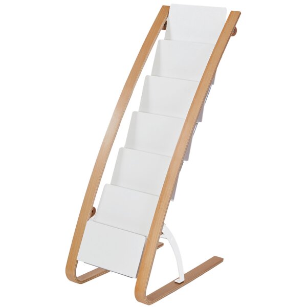 ALBA Prospekt-Bodenständer, 6 Fächer, Breite: 340 mm, weiss