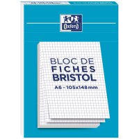 Oxford Bloc de fiches bristol, A6, quadrillé, blanc