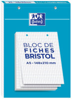 Oxford Bloc de fiches bristol, A5, quadrillé, blanc