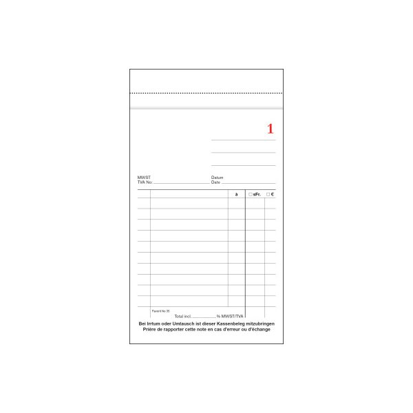 FAVORIT Kassablock 10x17,5cm 35WEISS weiss 50x2 Blatt