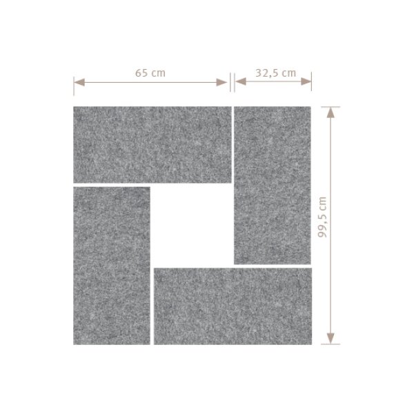 APOLLO Panneaux muraux acou. 65x33cm VAWP65/5 gris 4 pcs.