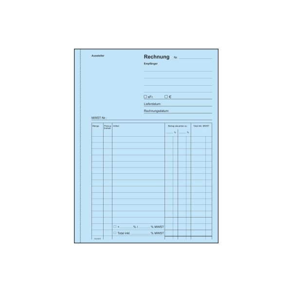 FAVORIT Formularbuch Rechnungen A5 9211 OK Durchschreibepapier 50x2 Blatt