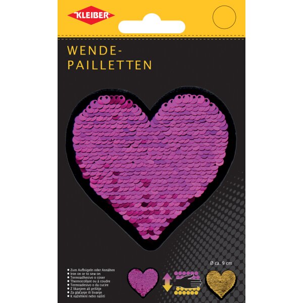 KLEIBER Coeur en sequins réversibles, rose-argent