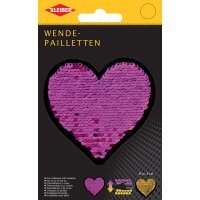 KLEIBER Coeur en sequins réversibles, rose-argent