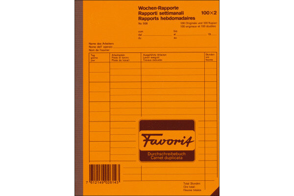 FAVORIT Wochen-Rapport D F I A5 508 weiss 100x2 Blatt