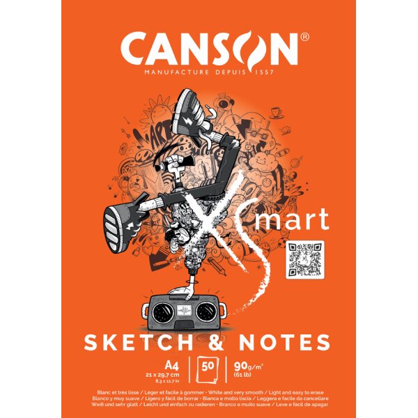 CANSON Bloc de dessin XSMART SKETCH & NOTES, A4