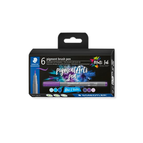 STAEDTLER Fasermaler mit Pinselspitze 371 C6-2 pigment pen 376 6er Set