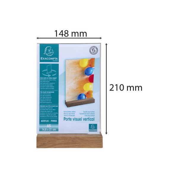 EXACOMPTA Tischaufsteller A5 85258D transparent, holzs. hoch