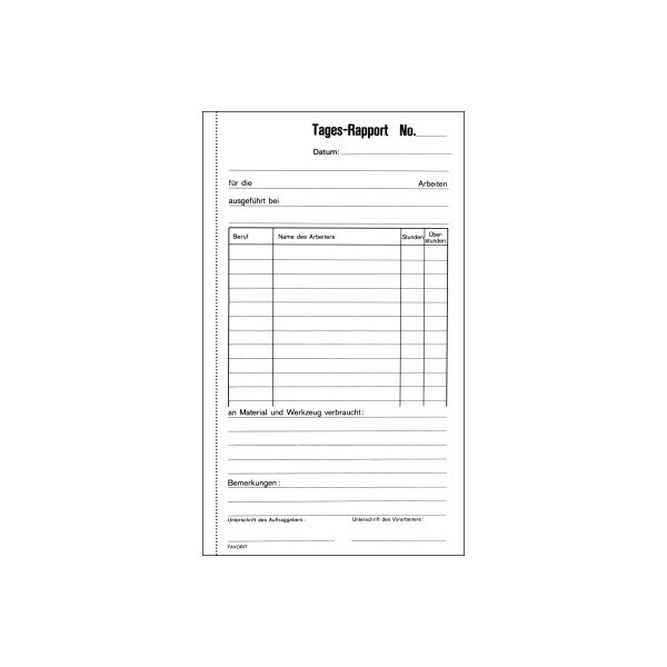 FAVORIT Tages-Rapport D 11,3x19cm 29970K weiss/weiss 50x2 Blatt