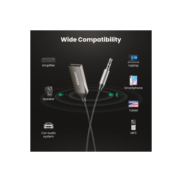 UGREEN USB Aux BT 5.0 Receiver 70601 Grey