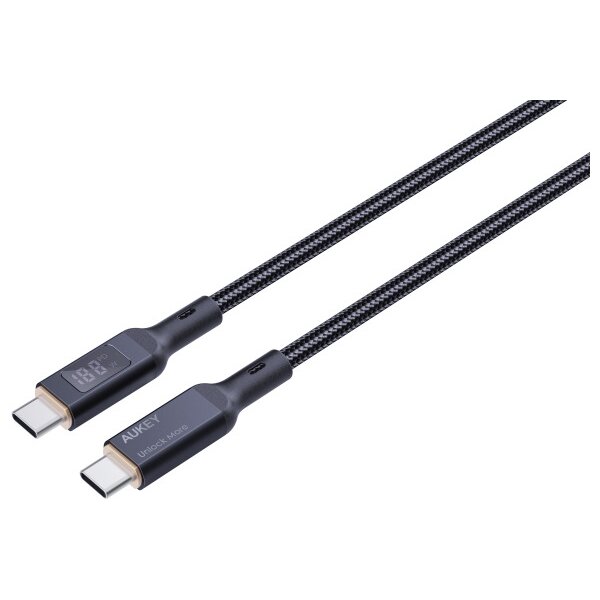 AUKEY Cable USB-C-to-C,LCD Display CB-MCC101 1.0m,Nylon Braided,100W,Bl.