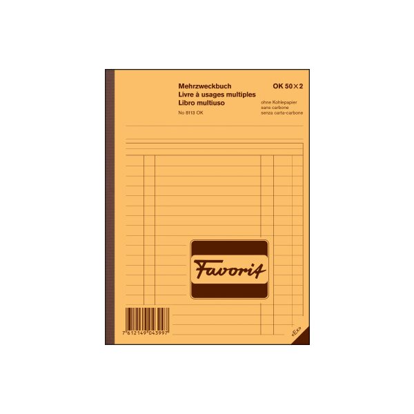 FAVORIT Mehrzweckbuch D/F/I A5 8113OK blau/weiss 50x2 Blatt