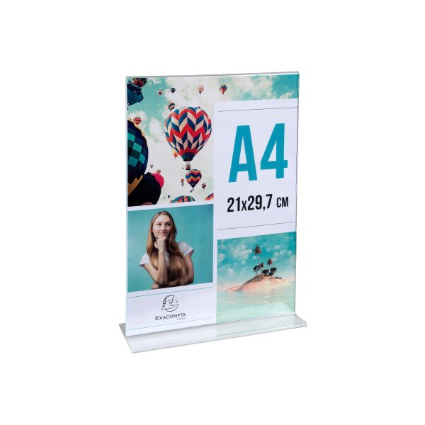 EXACOMPTA Tischaufsteller A4 84158D transparent, T-Form hoch