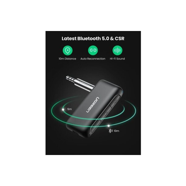 UGREEN Car BT 5.0 Receiver 70303 Audio Adaper 3.5mm AUX,Bl.