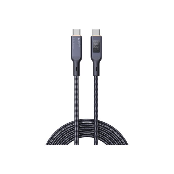 AUKEY Cable USB-C-to-C,LCD Display CB-MCC102 1.8m,Nylon Braided, 100W,Bl.
