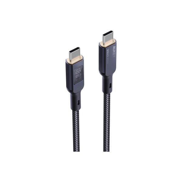 AUKEY Cable USB-C-to-C,LCD Display CB-MCC102 1.8m,Nylon Braided, 100W,Bl.