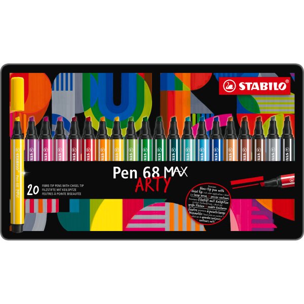 STABILO Stylo Fibre 68 MAX Arty 768/20-20 ass., boite métal 20 pcs.