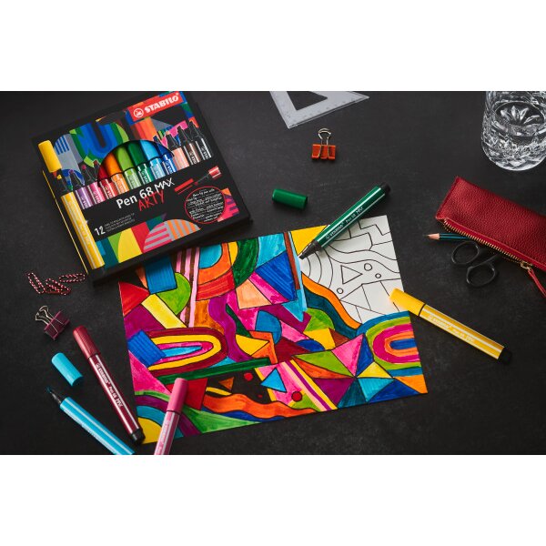 STABILO Stylo Fibre 68 MAX Arty 768/20-20 ass., boite métal 20 pcs.