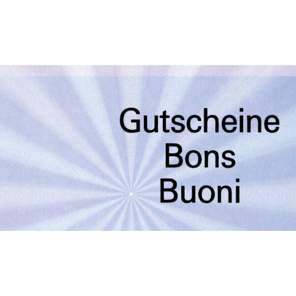 FAVORIT Geschenk-Gutscheine D/F/I 2059blau blau,20.5x10.5cm,Block à 25Bl.