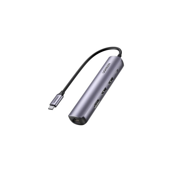 UGREEN USB-C Hub 5in1, Silver (BB) 10919 HDMI,RJ45,2xUSB-A,USB-C PD