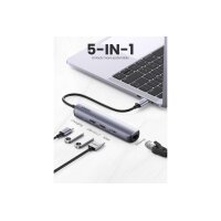 UGREEN USB-C Hub 5in1, Silver (BB) 10919 HDMI,RJ45,2xUSB-A,USB-C PD